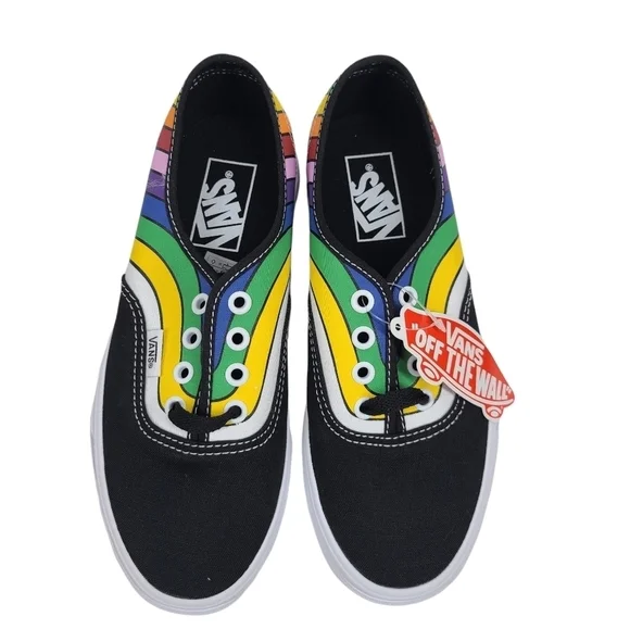 NEW VANS UNISEX Authentic Rainbow Black Refract Multicolor Skateboard Shoes‎ - Picture 6 of 6